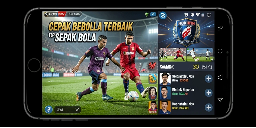 Tampilan gameplay seru di HOKIWIN dengan aksi sepak bola yang intens.