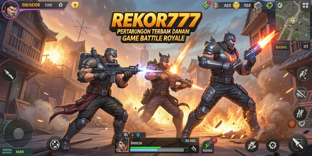 Screenshot gameplay REKOR777 menampilkan pertempuran epik di Battle Royale.
