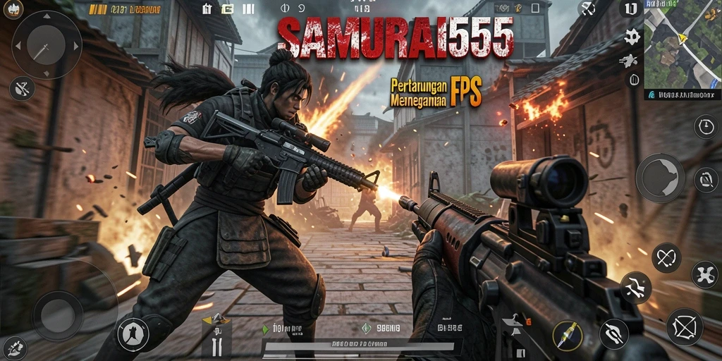 Tangkapan layar gameplay menegangkan dari SAMURAI555.