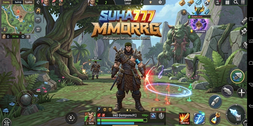 Screenshot gameplay SUHU777 menampilkan pertarungan seru melawan monster.