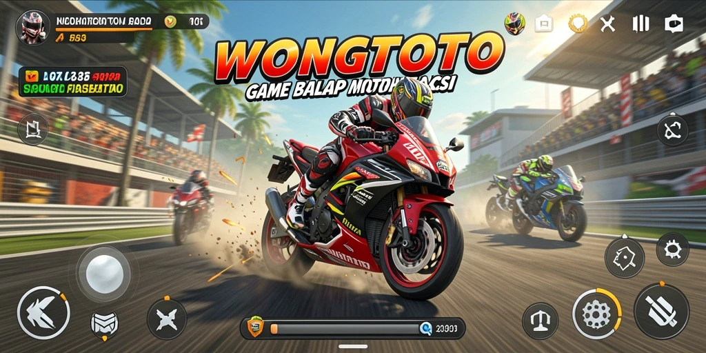 Gameplay seru WONGTOTO dengan balap motor yang mendebarkan.