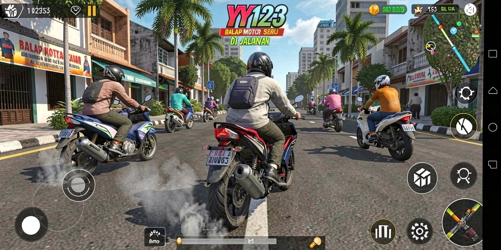 Tampilan gameplay balap motor yang mendebarkan